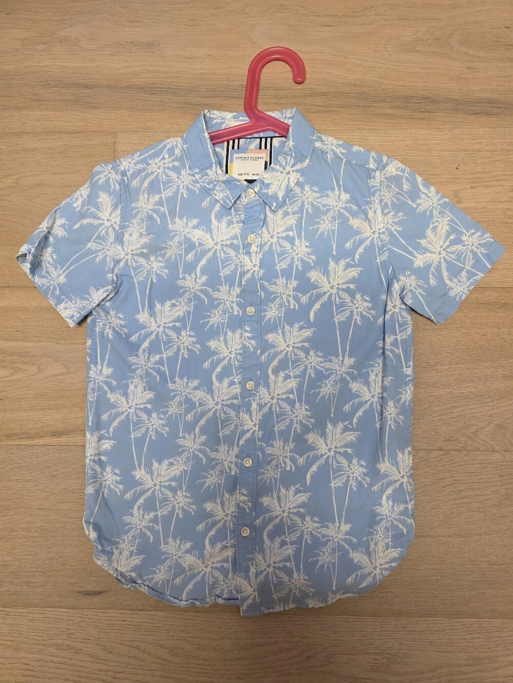 Denim & Flower Ricky Singh Cotton palm tree print button-down shirt size 9  - 10